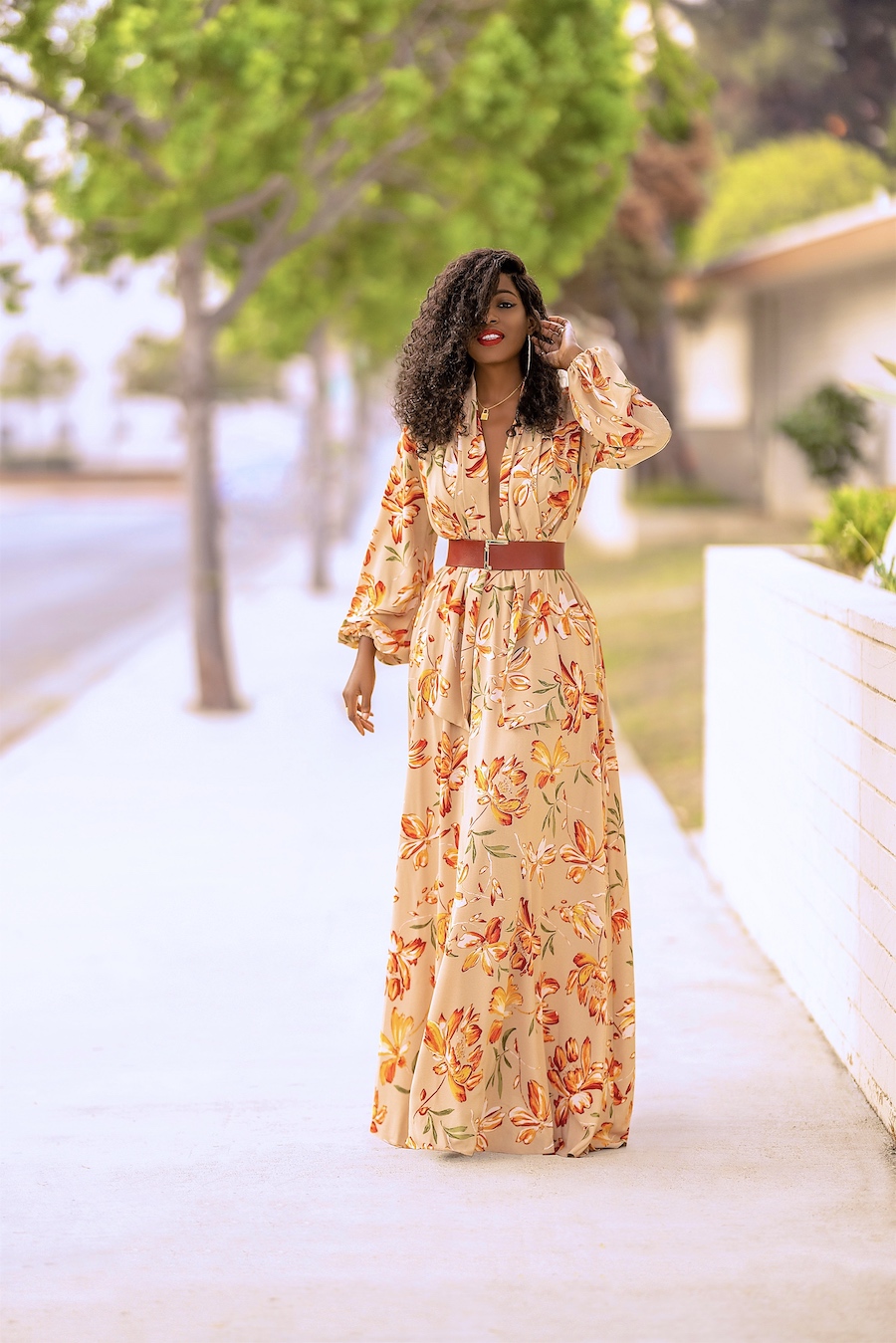 Printed Front Tie Maxi Dress – StylePantry