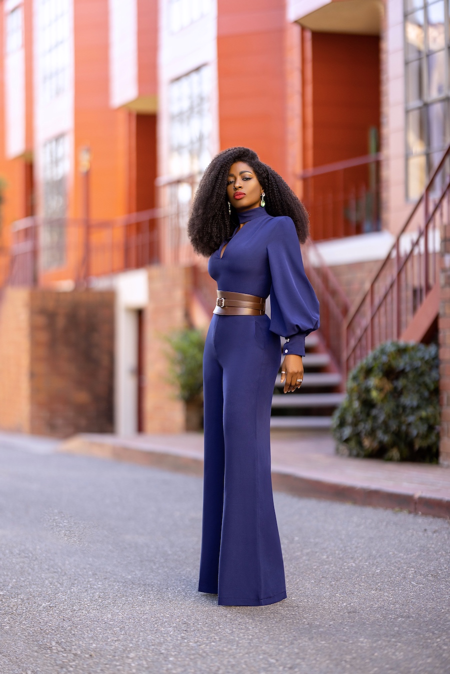 Navy Bishop Sleeve Jumpsuit – StylePantry