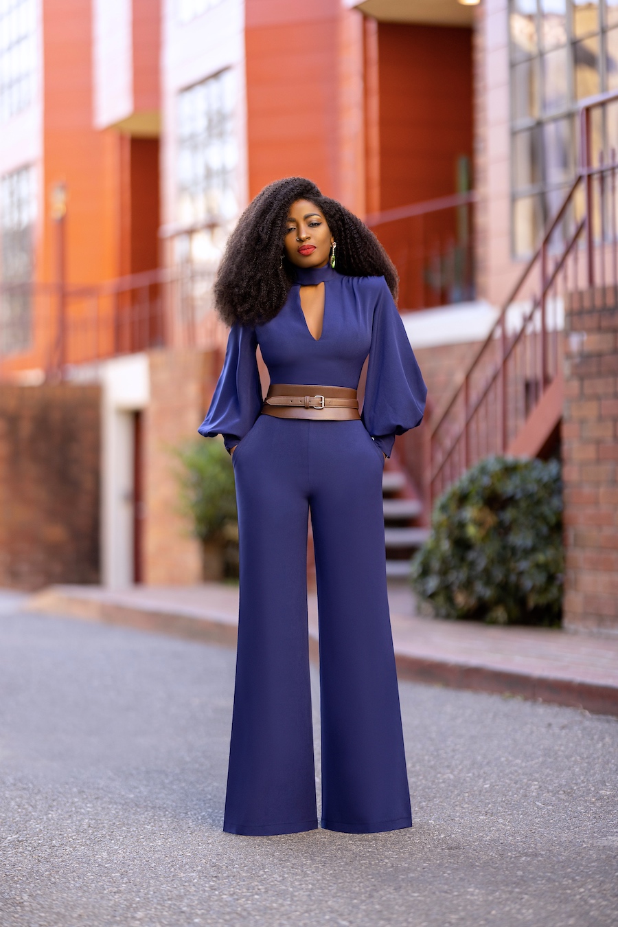 Navy Bishop Sleeve Jumpsuit – StylePantry