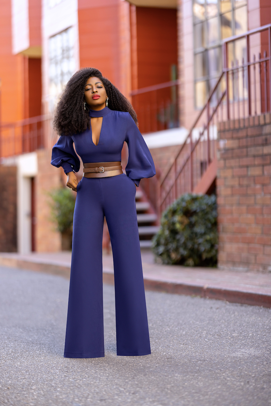 Navy Bishop Sleeve Jumpsuit – StylePantry