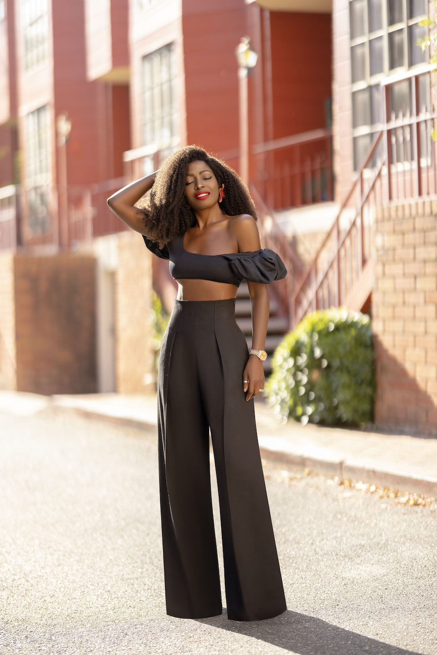 Balloon Sleeve Bikini Top + Pleated High Waist Pants – StylePantry