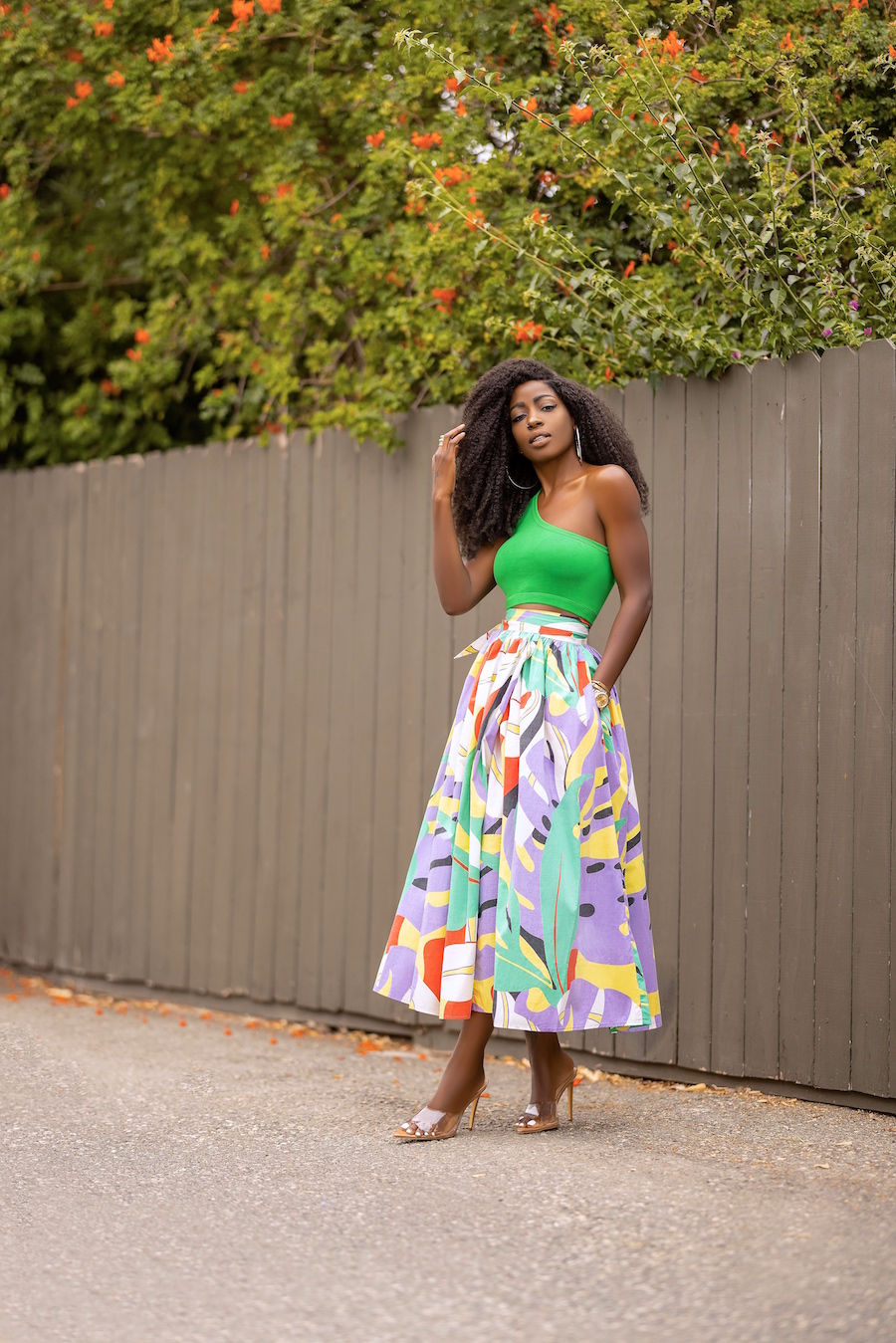 One Shoulder Tank + Multi-Color Skirt – StylePantry
