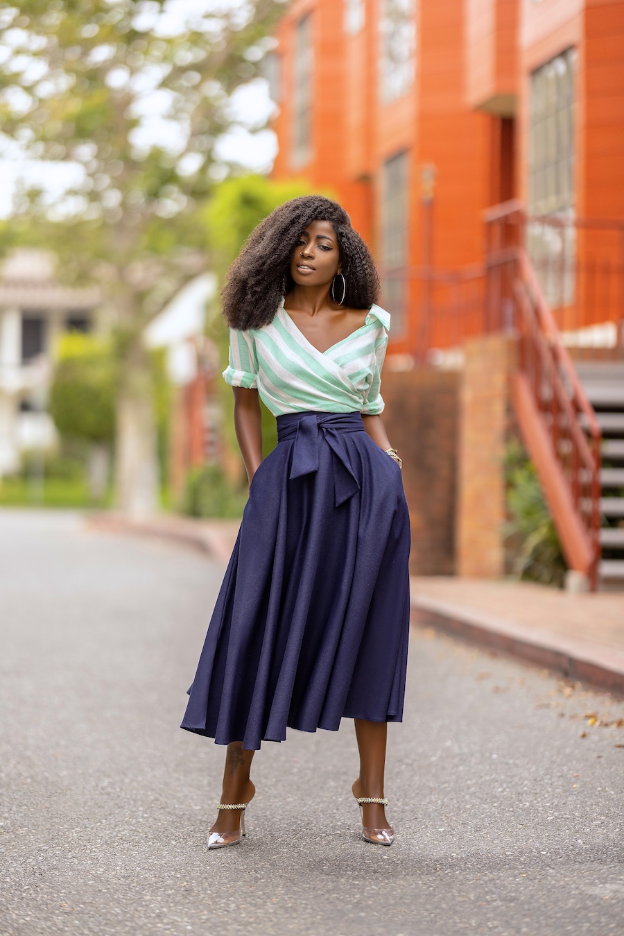 Stripe/Navy Colorblock Dress – StylePantry