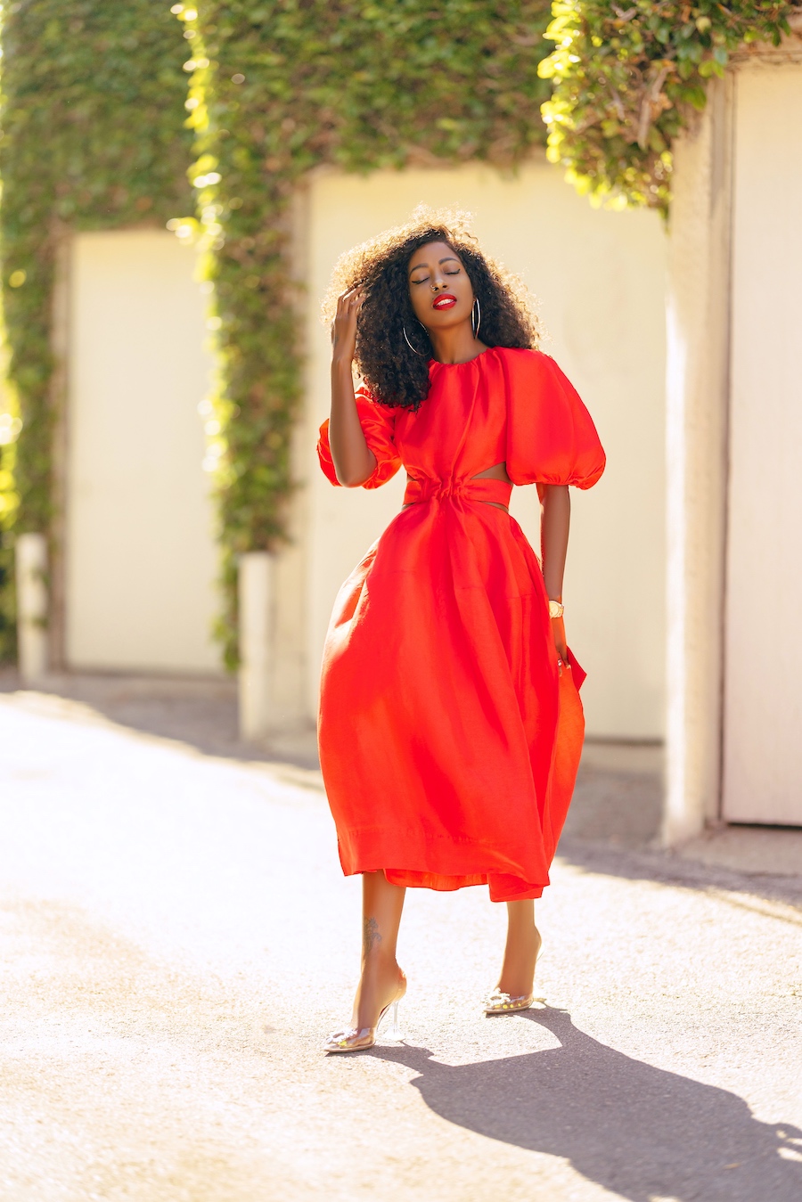 Red Cut-Out Midi Dress – StylePantry