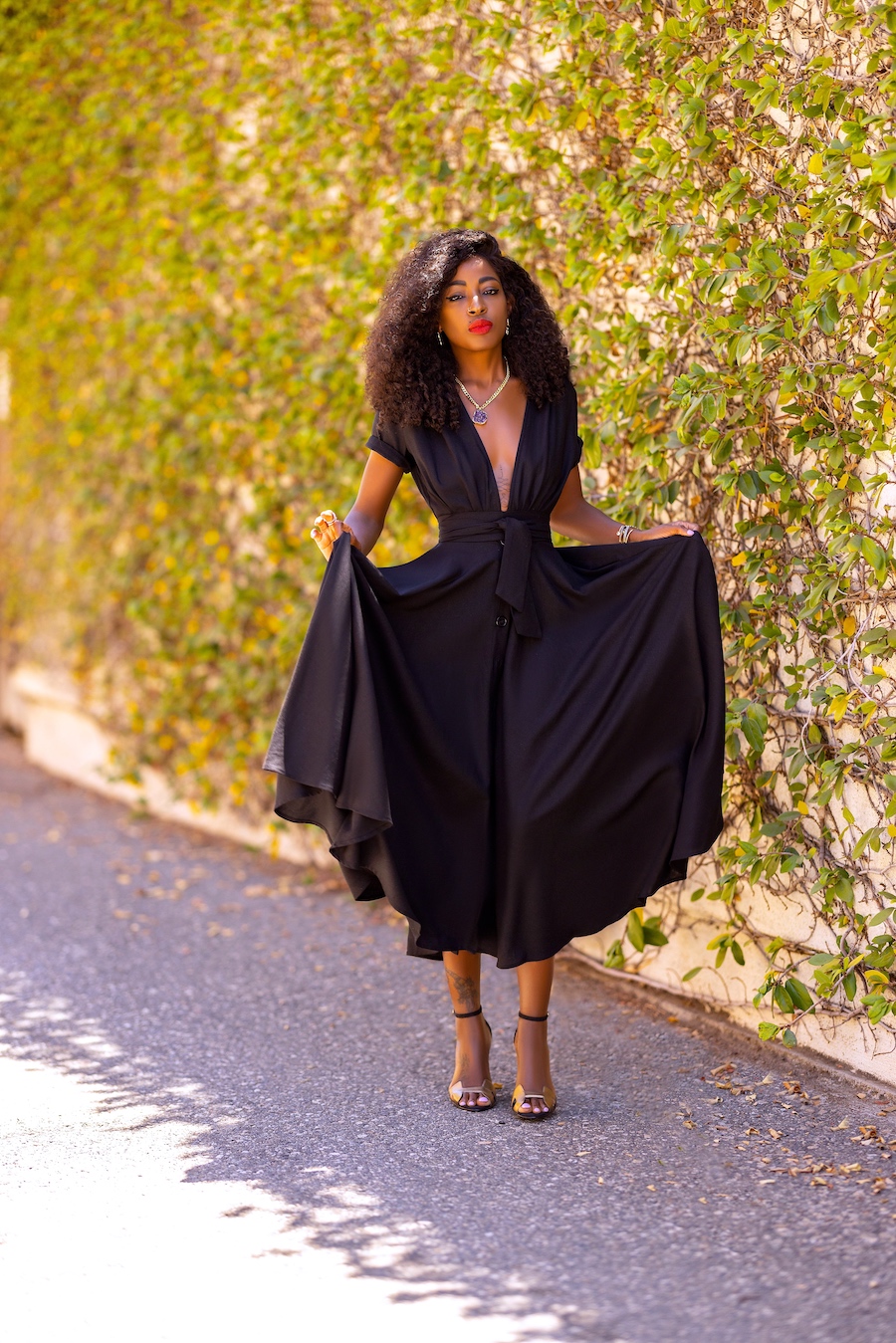 Black Button-Down Linen Swing Dress – StylePantry