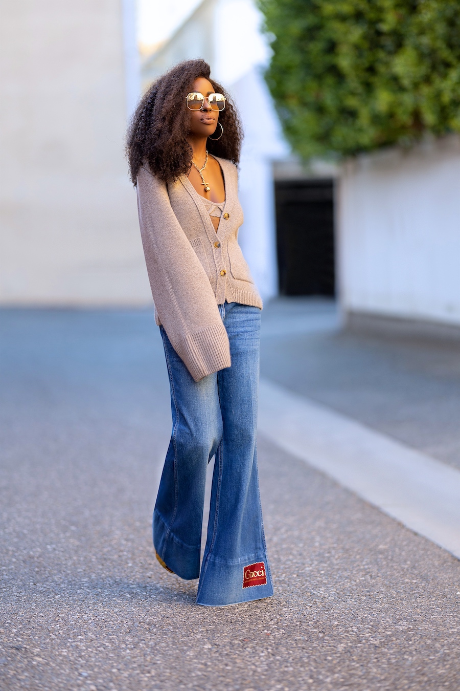 Flared Sleeve Cardigan + Flare Jeans – StylePantry