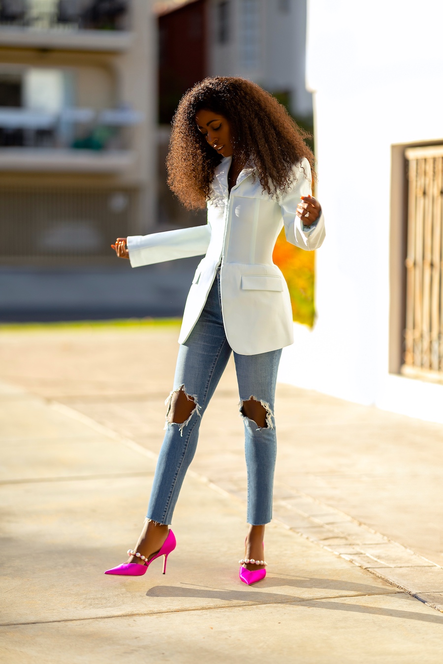 Corset with clearance jeans and blazer